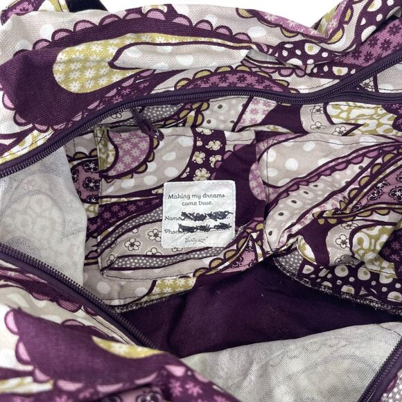Thirty-One Purple Paisley Heavy Fabric Retro Metro Large Tote Overnight Bag 20" - Picture 7 of 8